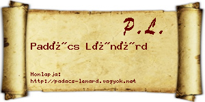 Padács Lénárd névjegykártya